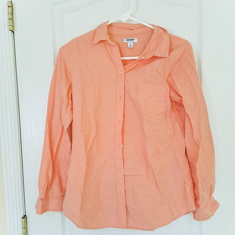 Old Navy Sherbet Orange Oxford Shirt, Size Small